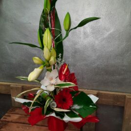 Bouquet hauteur rouge et blanc