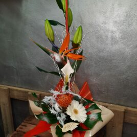 Bouquet hauteur orange et blanc
